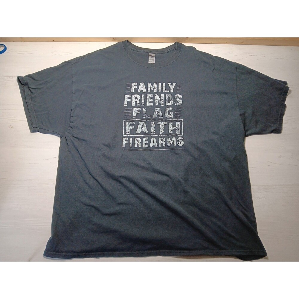 PATRIOTIC Family Friends Flag Faith Firearms T Shirt /Men’s (3XL) Black Cotton